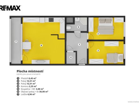 Pronájem bytu, 3+kk, 80 m²