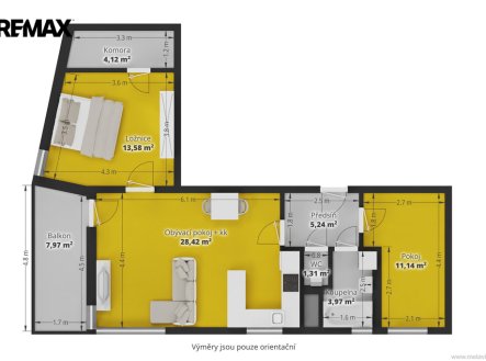 Pronájem bytu, 3+kk, 76 m²