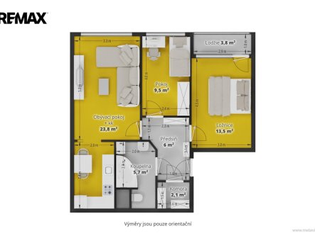 Pronájem bytu, 3+kk, 69 m²