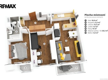 Pronájem bytu, 3+kk, 75 m²