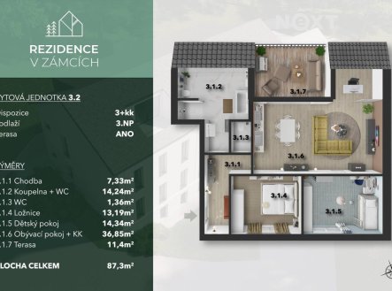 Prodej bytu, 3+kk, 92 m²