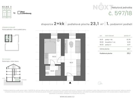 Prodej bytu, 2+kk, 23 m²