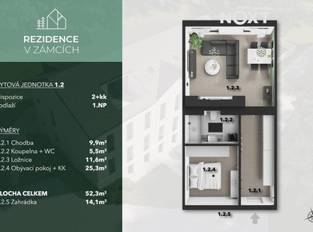Prodej bytu, 2+kk, 53 m²