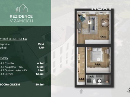 Prodej bytu, 2+kk, 52 m²