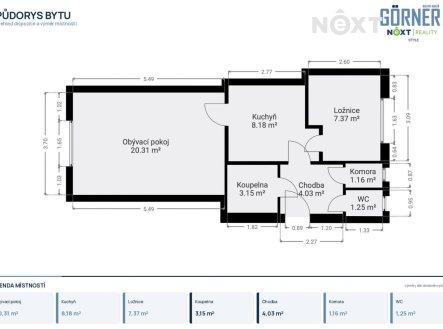 Prodej bytu, 2+1, 47 m²