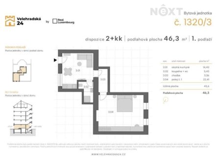 Prodej bytu, 2+kk, 46 m²