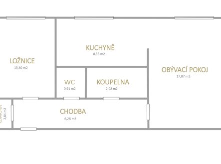 Pronájem bytu, 2+1, 53 m²