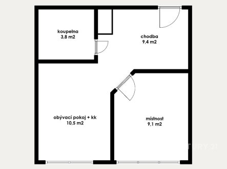 Pronájem bytu, 2+kk, 33 m²