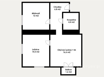Pronájem bytu, 3+kk, 54 m²