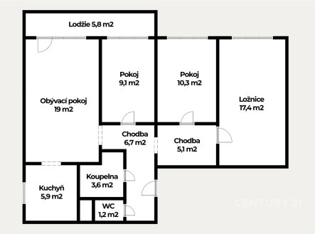 Prodej bytu, 4+1, 86 m²