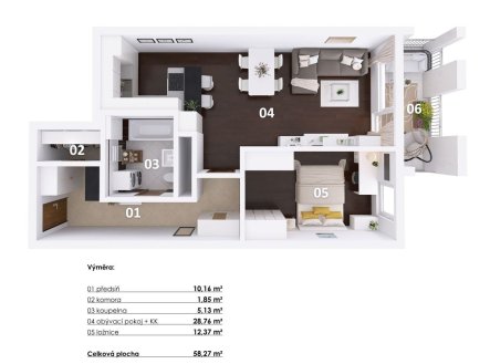 Prodej bytu, 2+kk, 61 m²