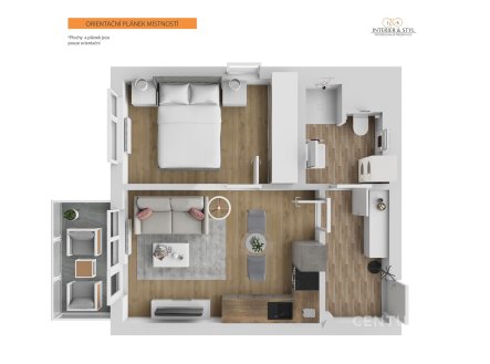 Pronájem bytu, 2+kk, 42 m²
