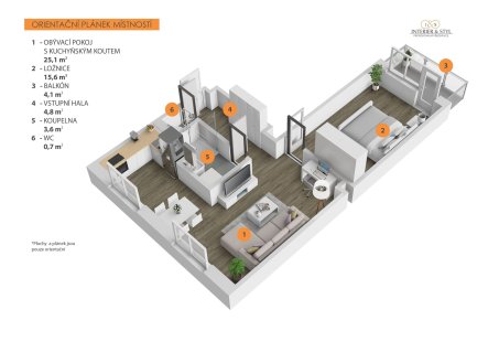 Pronájem bytu, 2+kk, 56 m²