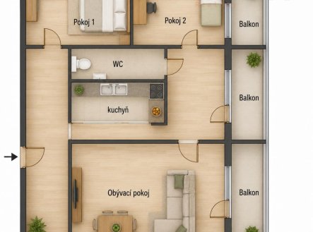 Prodej bytu, 3+1, 63 m²