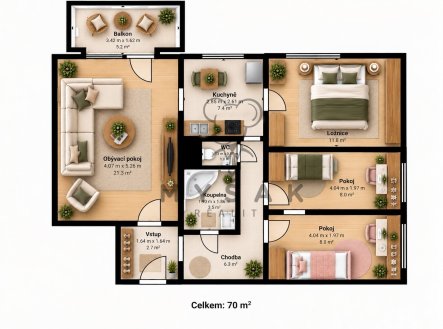 Prodej bytu, 4+1, 71 m²