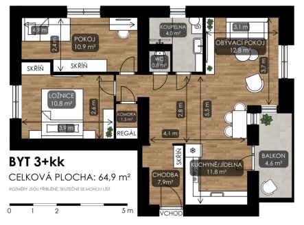 Prodej bytu, 3+kk, 65 m²