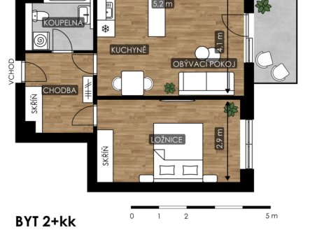 Prodej bytu, 2+kk, 50 m²