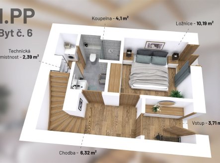 Prodej bytu, 2+kk, 51 m²