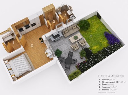 Pronájem bytu, 1+kk, 38 m²