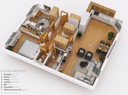 Pronájem bytu, 3+kk, 73 m²