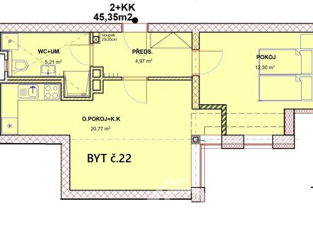 Prodej bytu, 2+kk, 45 m²