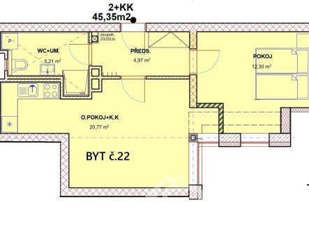 Prodej bytu, 2+kk, 45 m²