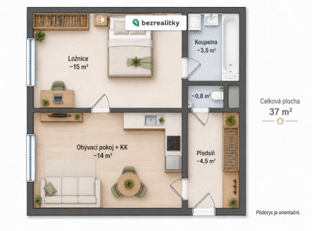 Prodej bytu, 2+kk, 37 m²