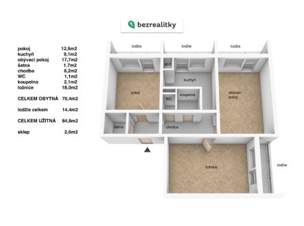 Prodej bytu, 3+1, 70 m²
