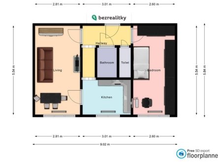 Prodej bytu, 2+1, 51 m²