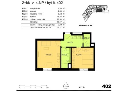 Prodej bytu, 2+kk, 57 m²