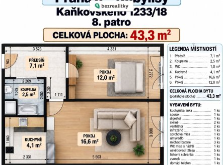 Prodej bytu, 2+kk, 43 m²