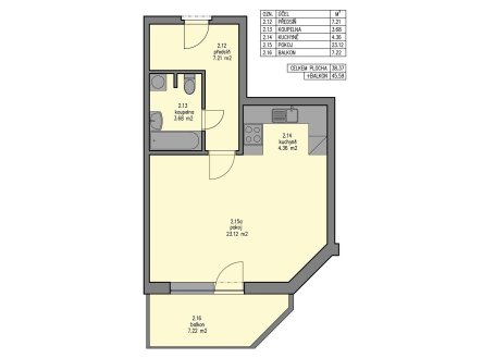 Pronájem bytu, 1+kk, 39 m² obrázek