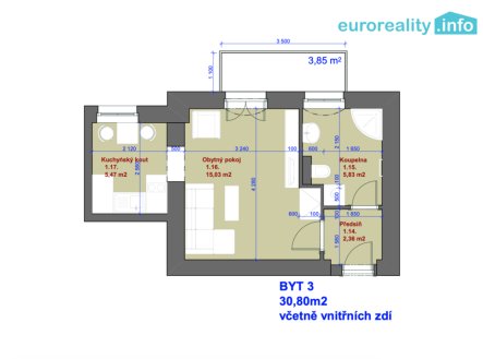 Prodej bytu, 1+1, 50 m²