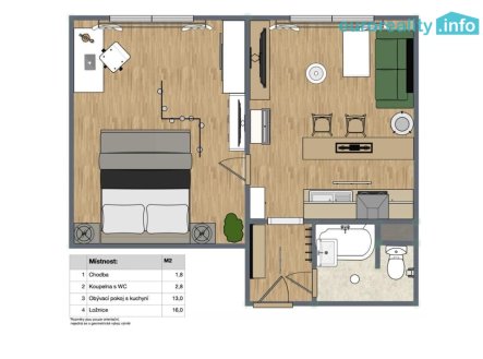 Pronájem bytu, 2+kk, 35 m²