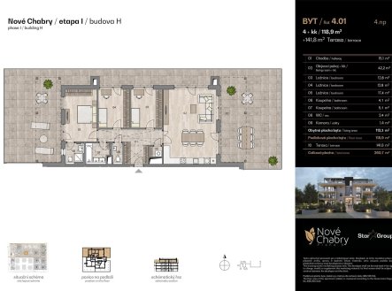 Prodej bytu, 4+kk, 118 m²