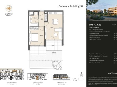 Prodej bytu, 2+kk, 50 m²