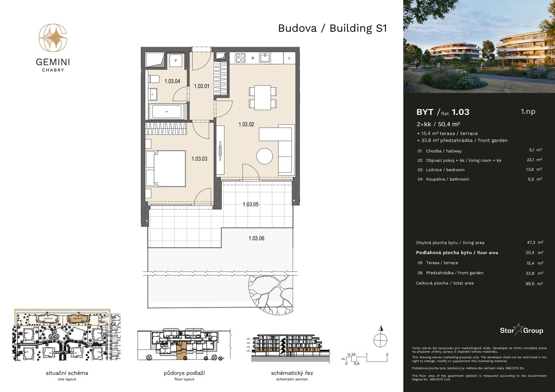 Prodej bytu 2+kk 50 m²