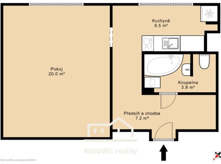 Prodej bytu, 1+1, 43 m²
