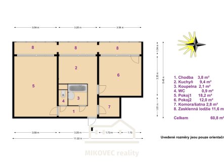 Prodej bytu, 2+1, 61 m²