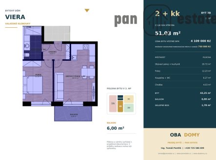 Prodej bytu, 2+kk, 52 m²