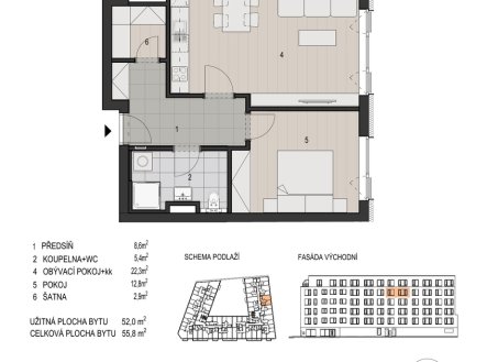 Prodej bytu, 2+kk, 58 m²
