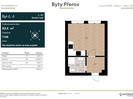 Pronájem bytu, 1+kk, 30 m²