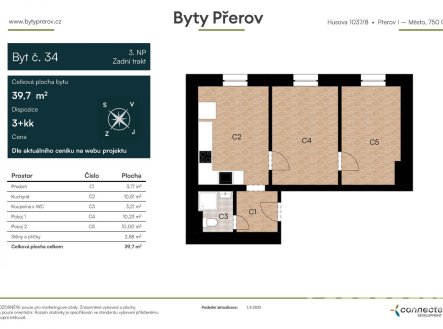 Pronájem bytu, 3+kk, 39,7 m²