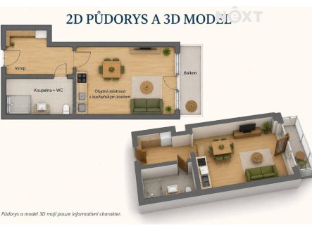 Pronájem bytu, 1+kk, 24 m²