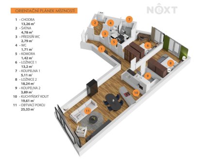 Pronájem bytu, 3+kk, 115 m²
