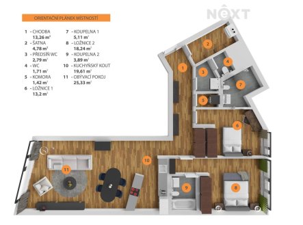 Pronájem bytu, 3+kk, 115 m²