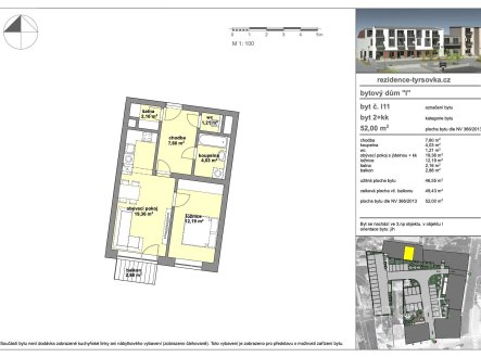 Prodej bytu, 2+kk, 52 m²