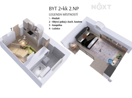 Prodej bytu, 2+kk, 40 m²