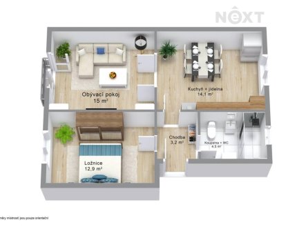 Prodej bytu, 2+1, 53 m²