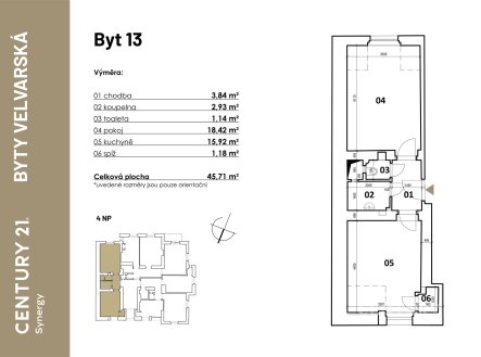 Pronájem bytu, 2+kk, 46 m²